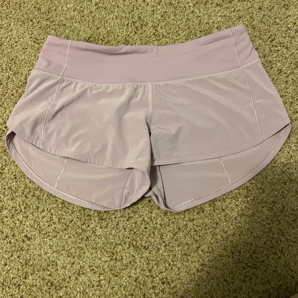 Lululemon purple/pink 2.5” speedy up shorts - size 4